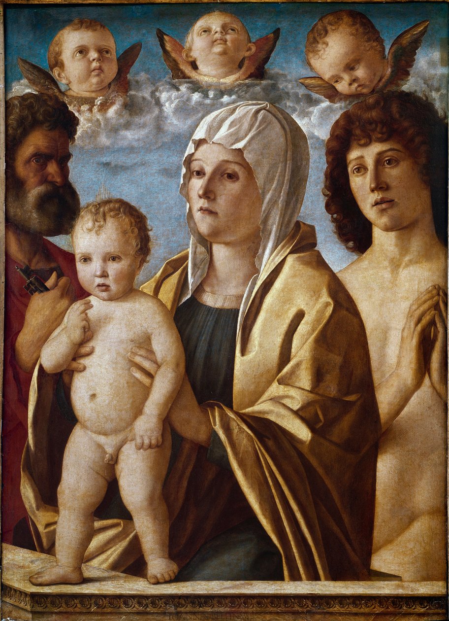 Virgin with Child with St Peter and St Sebastian by Giovanni Bellini