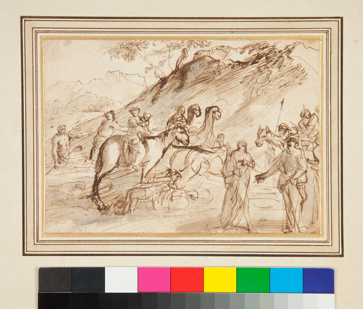 A Meeting between Two Men, Horses and Camels in the Background by Giovanni Benedetto Castiglione