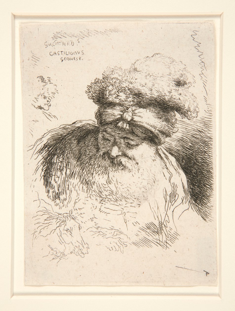 An Old Man with a Large Beard, Seen in Front View, His Head and Eyes Lowered, from the Series The Little Heads by Giovanni Benedetto Castiglione