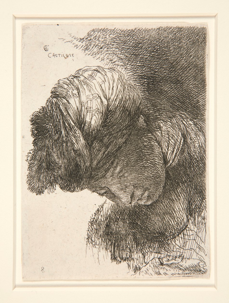 Figure with Their Head Lowered (from the series Small Studies of Heads) by Giovanni Benedetto Castiglione
