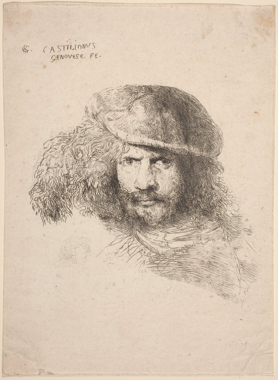 Head of a Young Man in a Feathered Hat (so-called Self-Portrait) by Giovanni Benedetto Castiglione