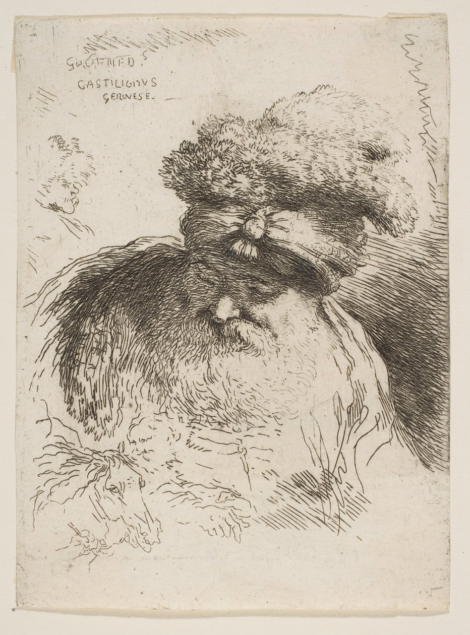 Head of an Old Bearded Man with a Turban, from the Series of Small Heads in Oriental Costume by Giovanni Benedetto Castiglione