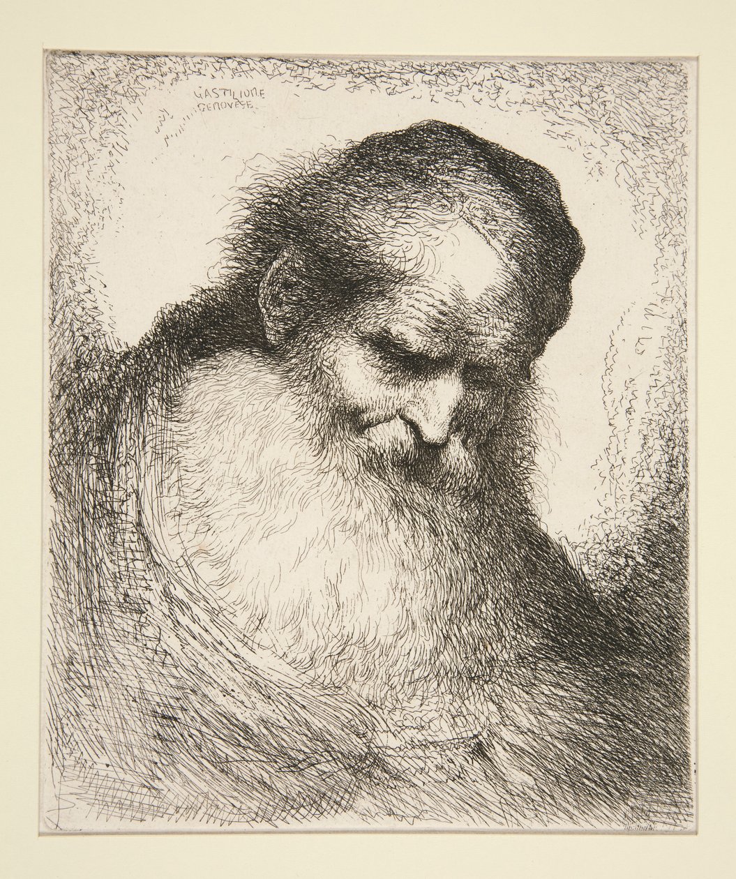Old Man with a Beard Facing Front (from Series of Large Oriental Heads) by Giovanni Benedetto Castiglione