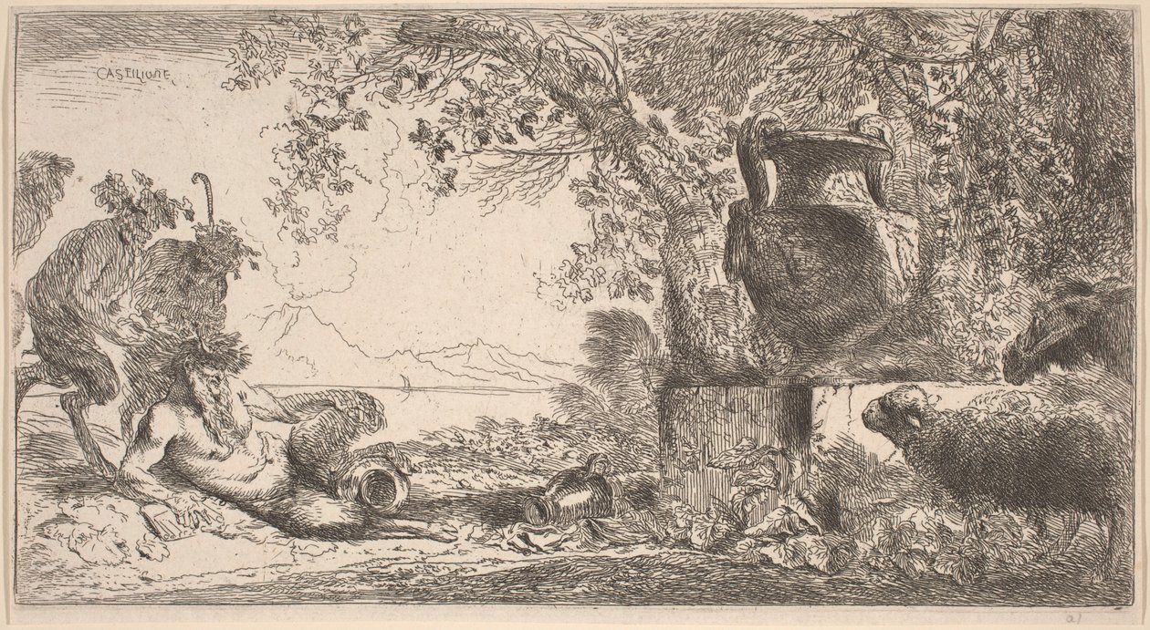 Pan Reclining before a Large Vase by Giovanni Benedetto Castiglione