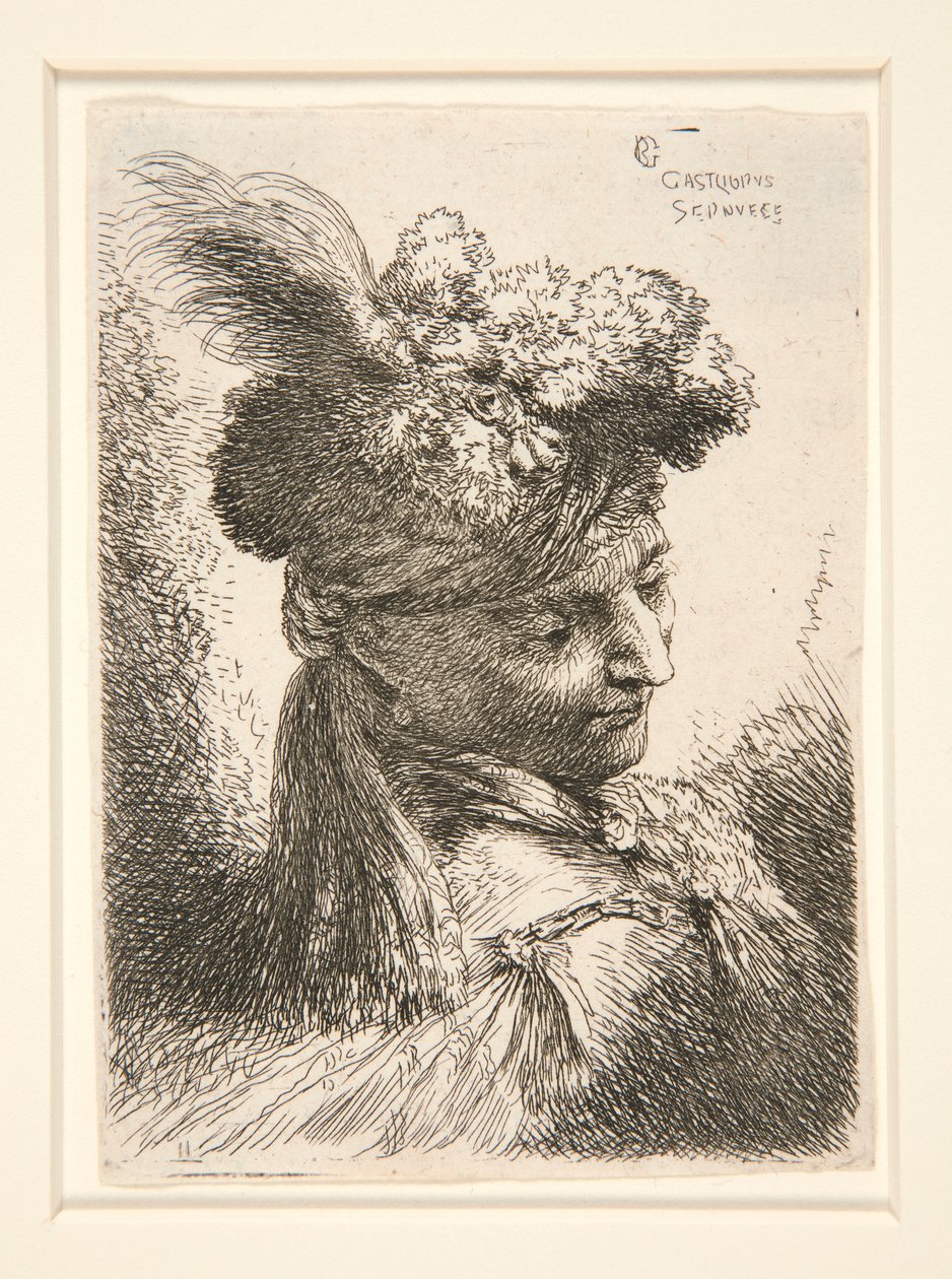 Young Man without a Beard, Seen in 3/4 View, Turned to Right, Looking Down, from the Series Les petites tetes by Giovanni Benedetto Castiglione