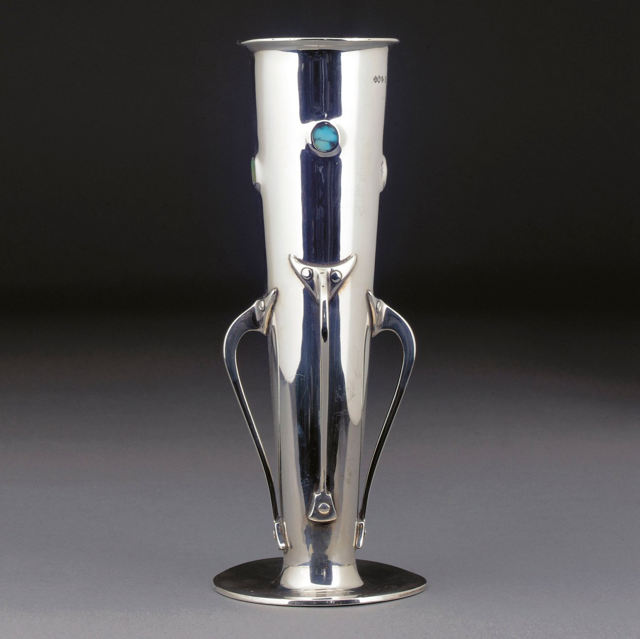 A Cymric Silver and Turquoise Vase by Giovanni Bigatti