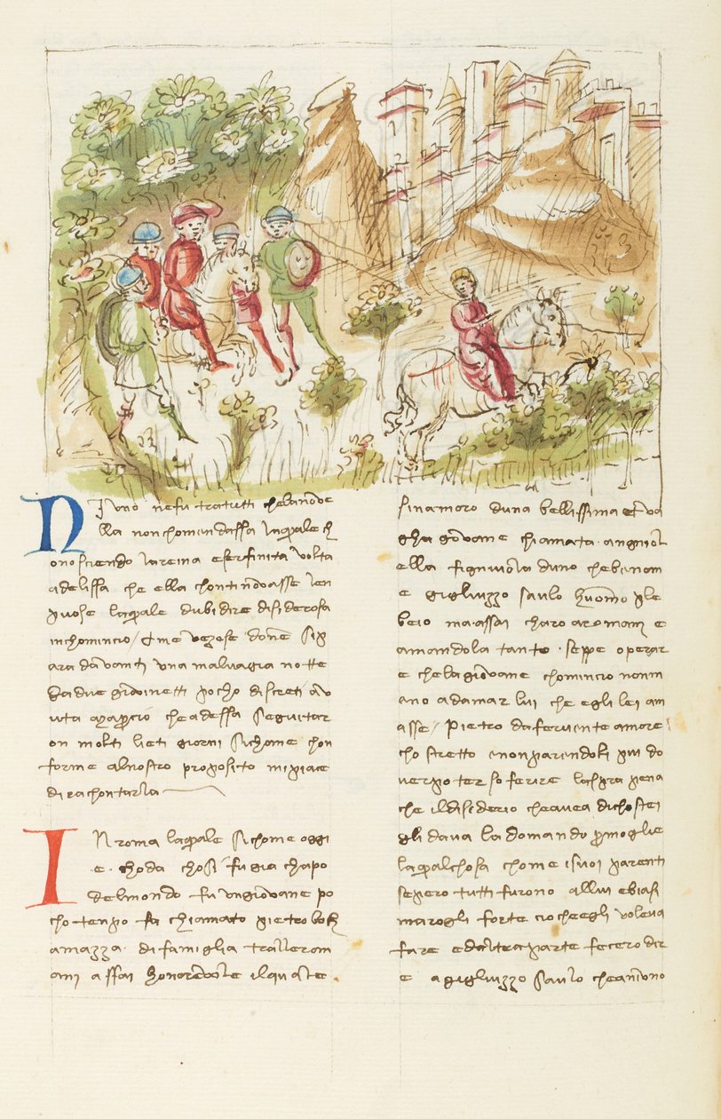 Decameron, The Roman Countryside; Agnolella fleeing the bandits, Fifth day, story 3 by Giovanni Boccaccio