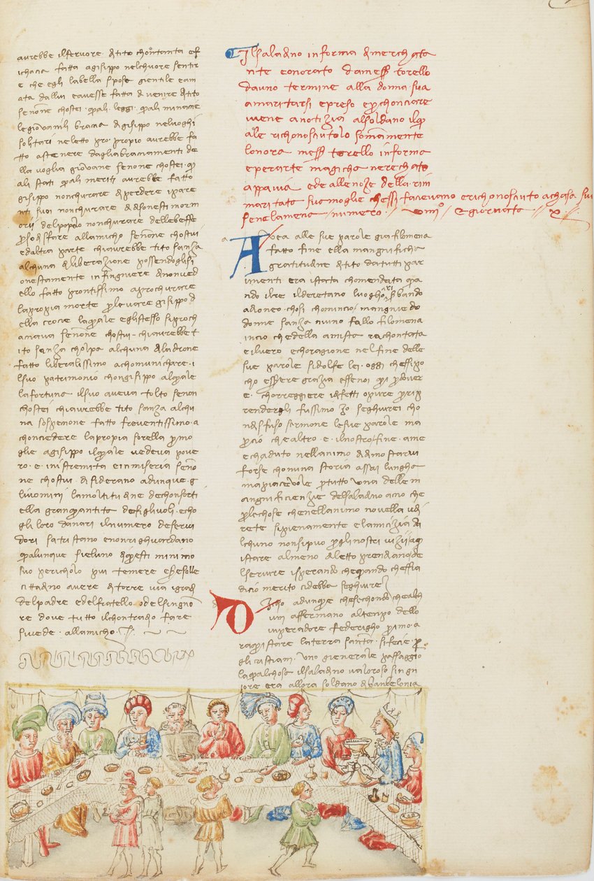 Decameron, Return by Air; Torello di Stra and Adalieta Reuniting, Tenth Day, Tale 9. by Giovanni Boccaccio