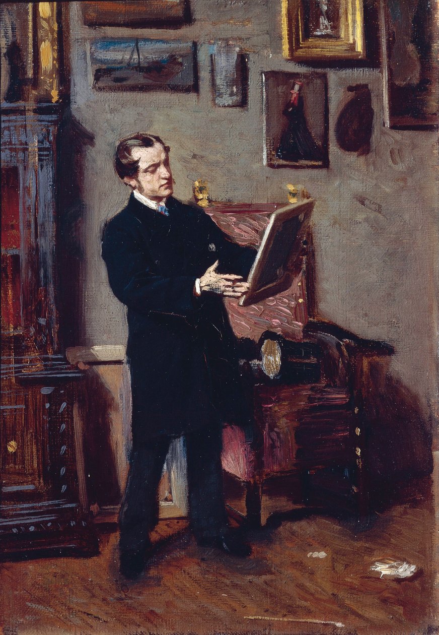 Young Man Watching Painting by Giovanni Boldini