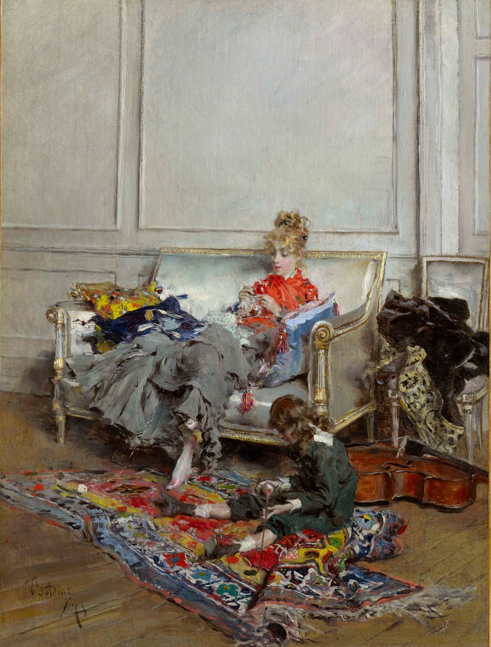 Young Woman Crocheting by Giovanni Boldini
