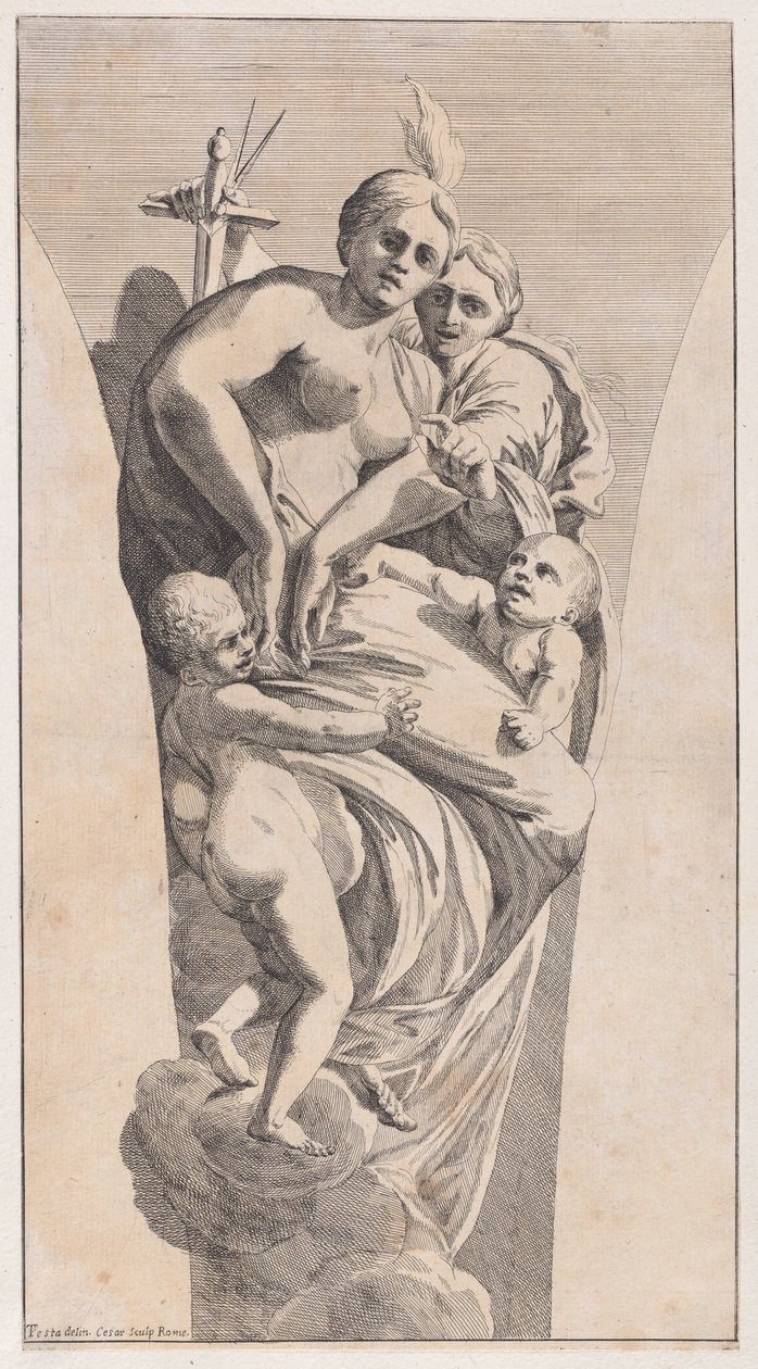 Study for a Pendentive Depicting Justice and Charity, 1630-50 by Giovanni Cesare Testa