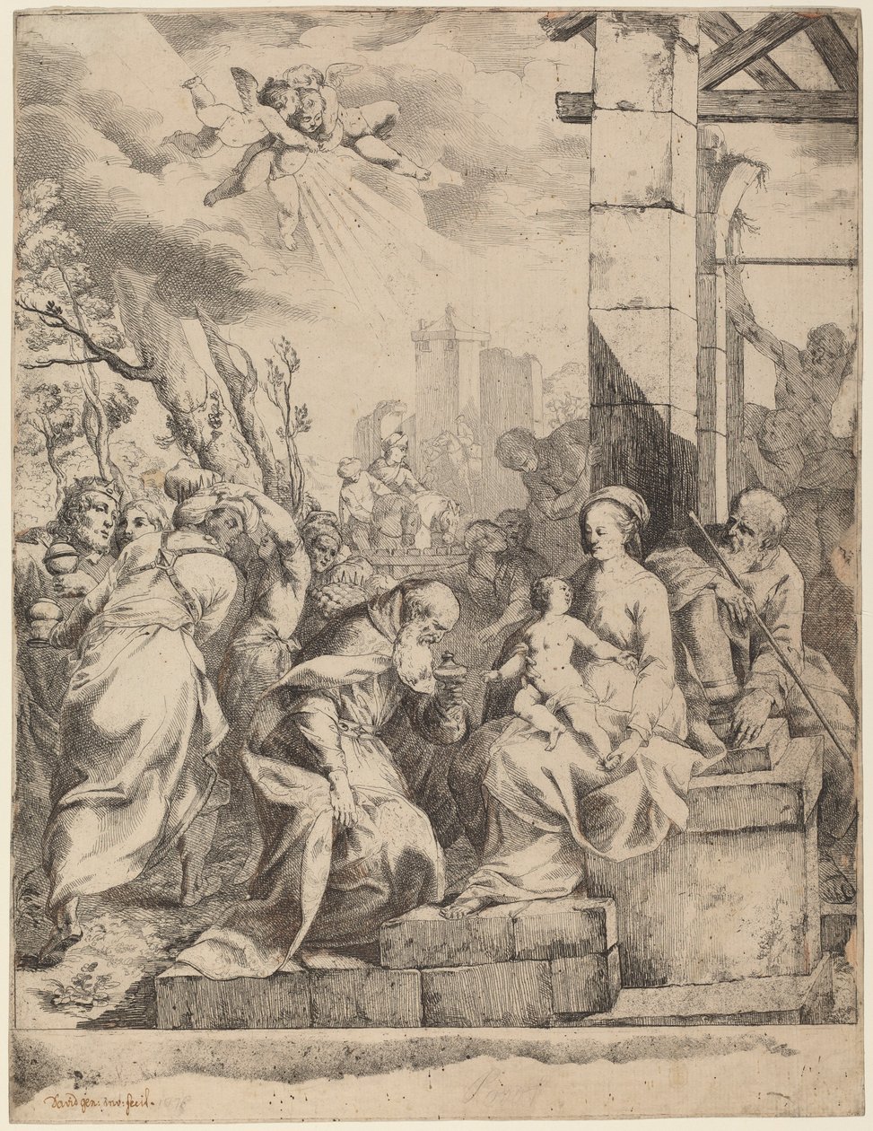 The Adoration of the Magi by Giovanni David after Scarsellino