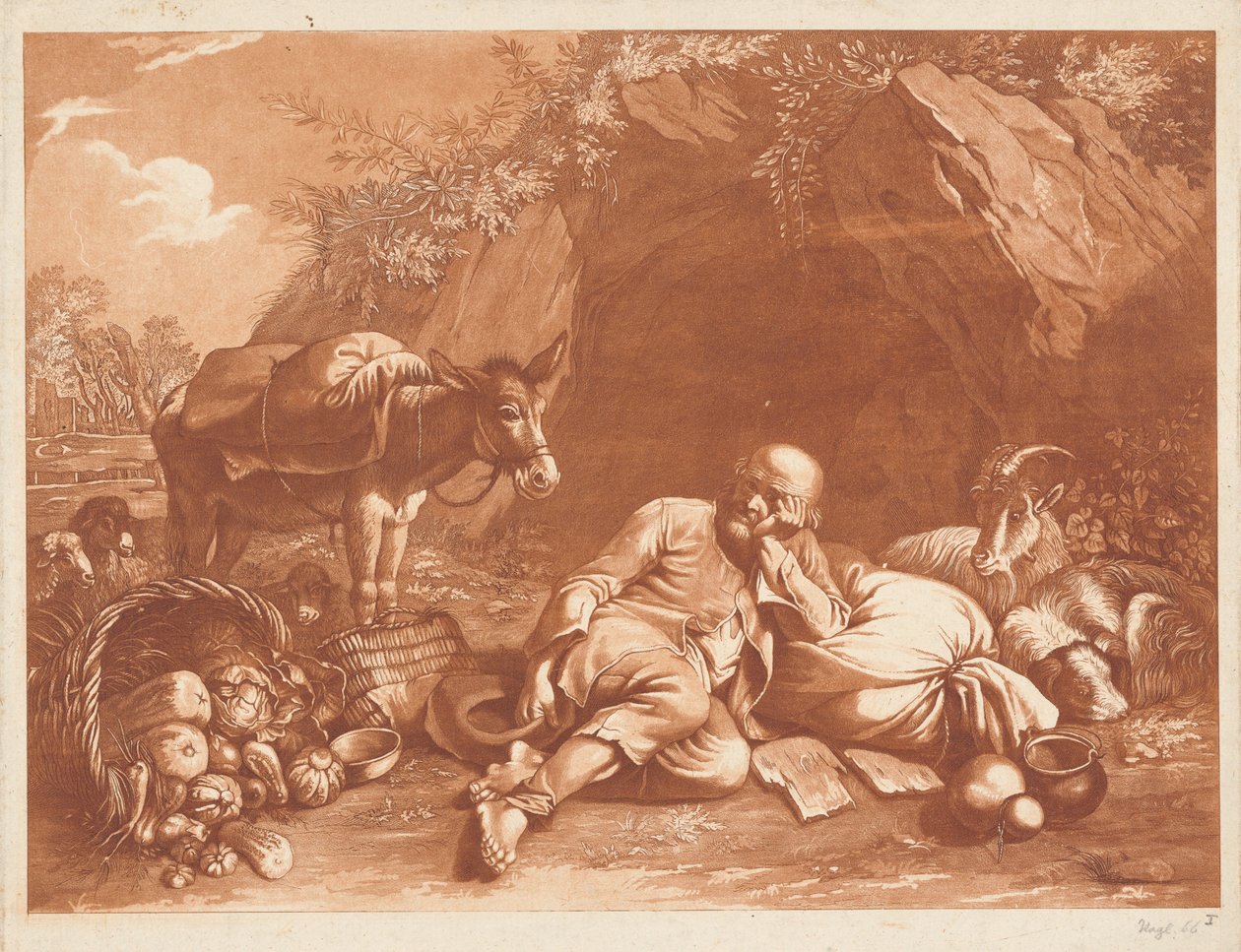 An Old Man Leaning on a Sack by Giovanni De Pian after Francesco Londonio