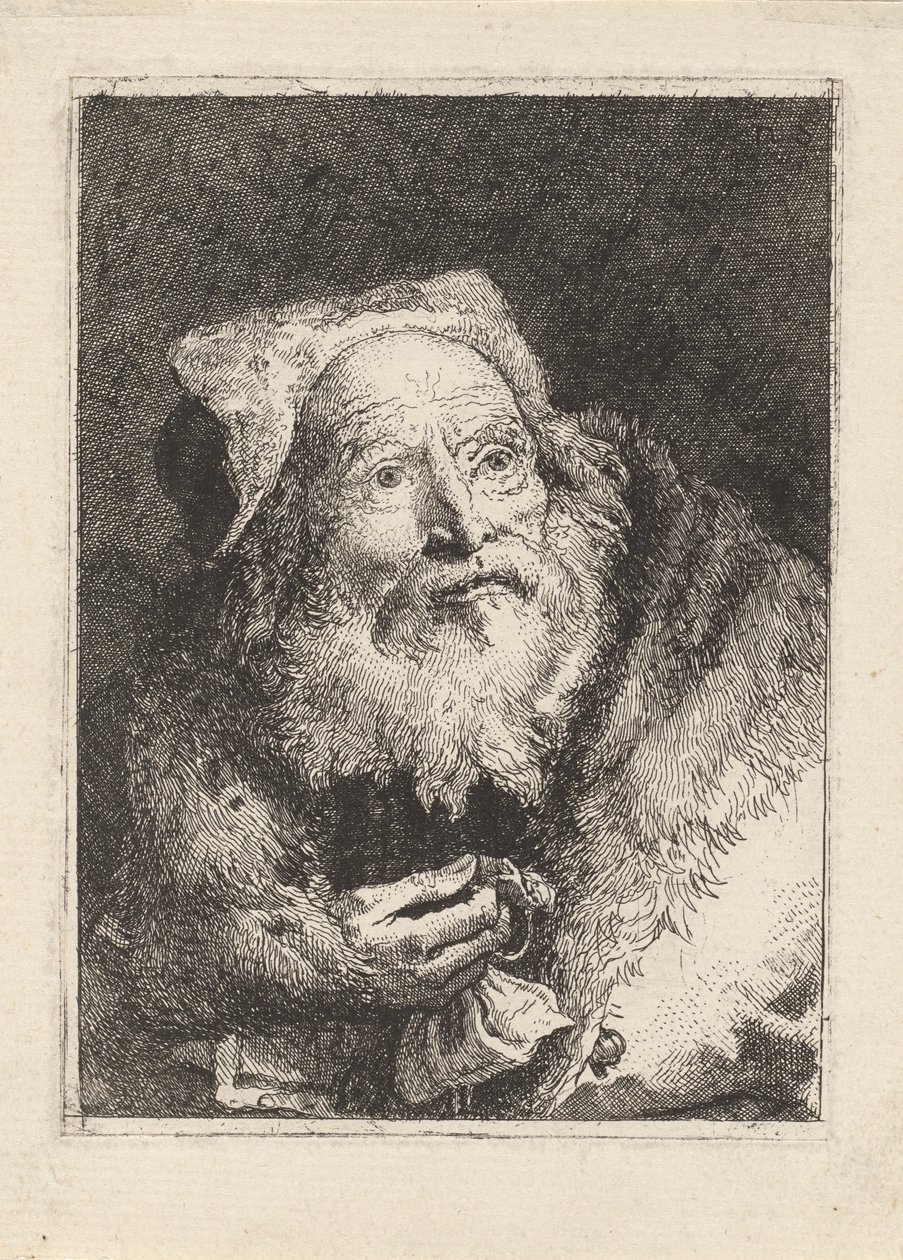 Elderly Man with a Bracelet, from the Raccolta di Teste (Collection of Heads) by Giovanni Domenico Tiepolo