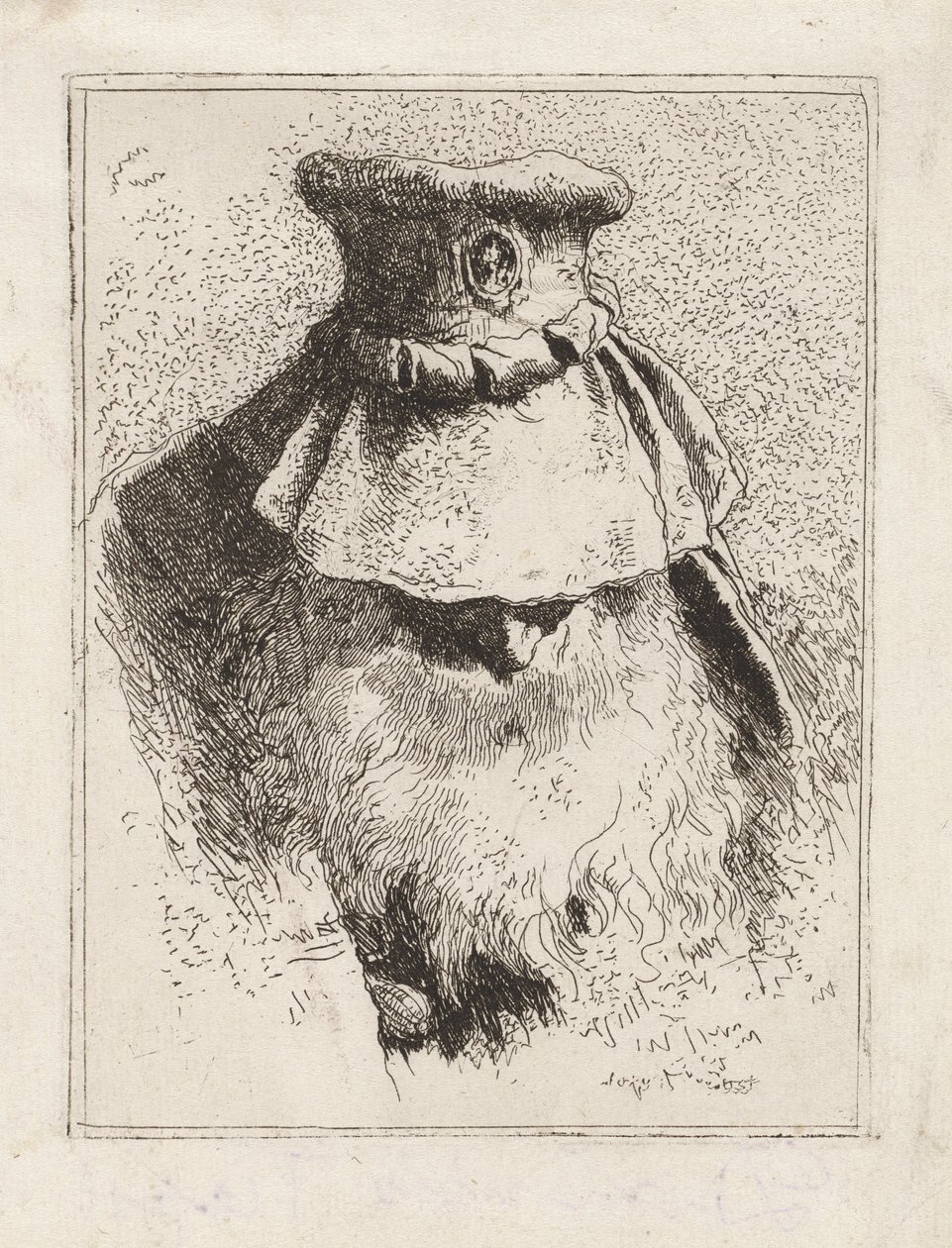 Elderly Man with a Large Hat, from the Collection of Heads by Giovanni Domenico Tiepolo