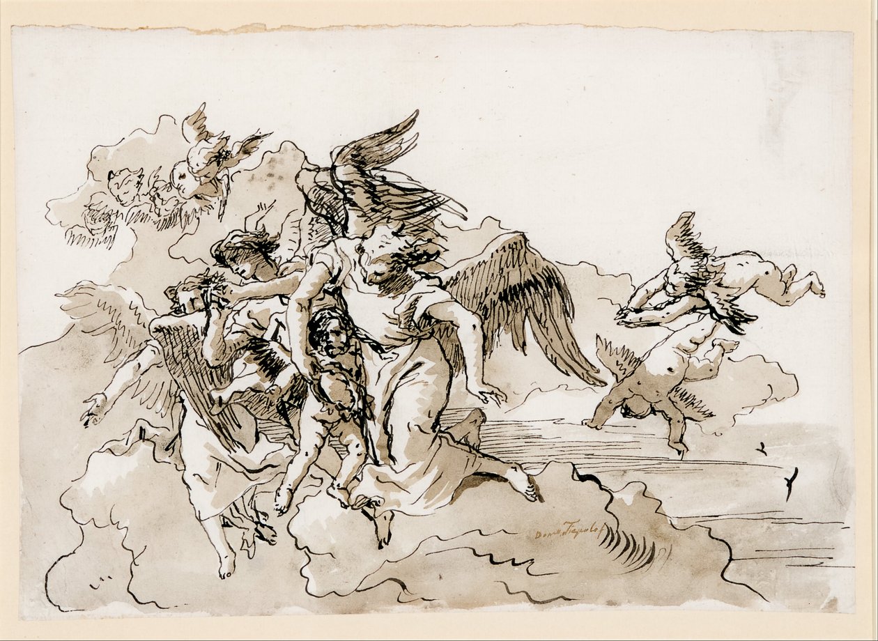 Flying Angels and Putti by Giovanni Domenico Tiepolo