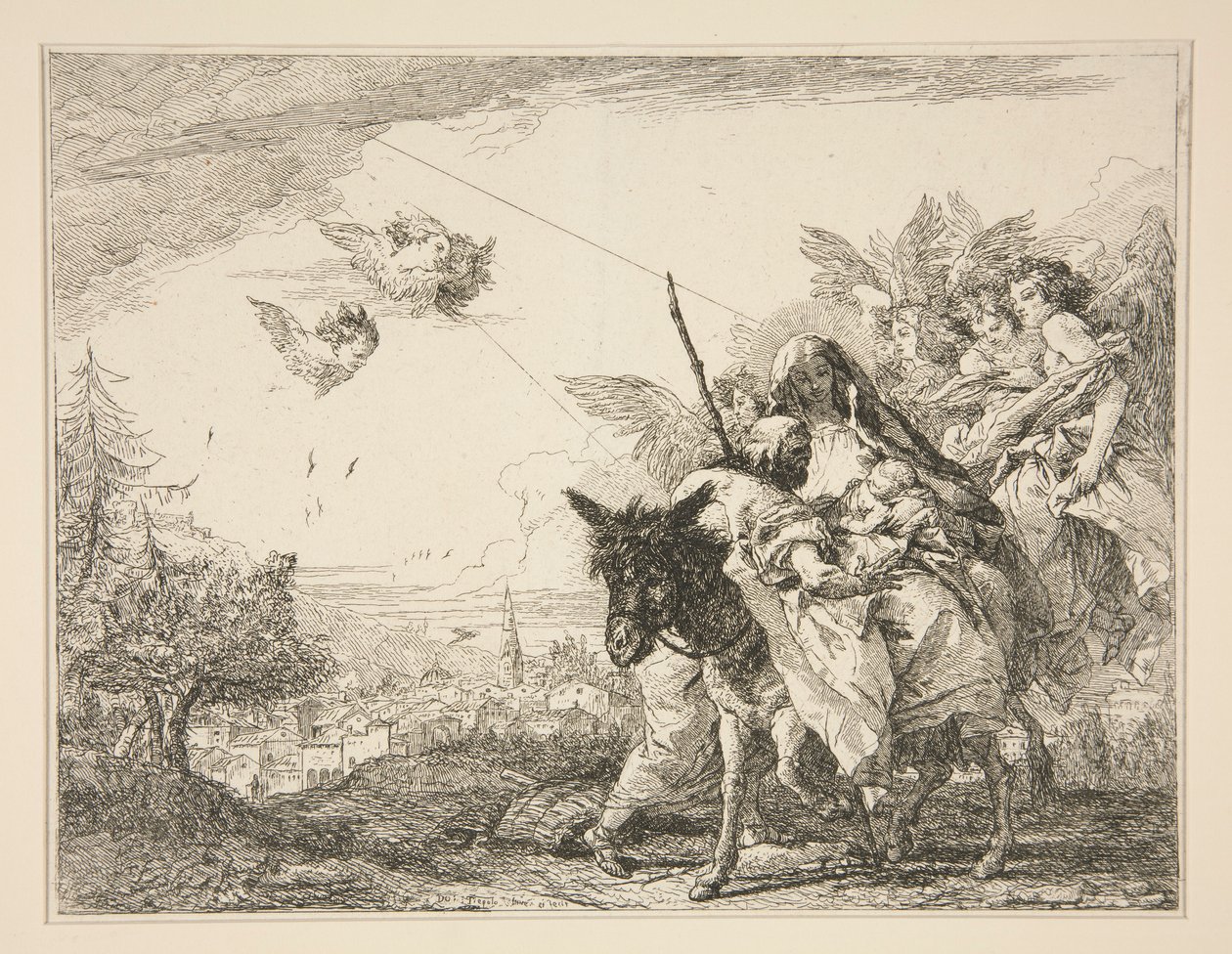 Joseph Contemplates the Infant Jesus, from the series Flight into Egypt by Giovanni Domenico Tiepolo