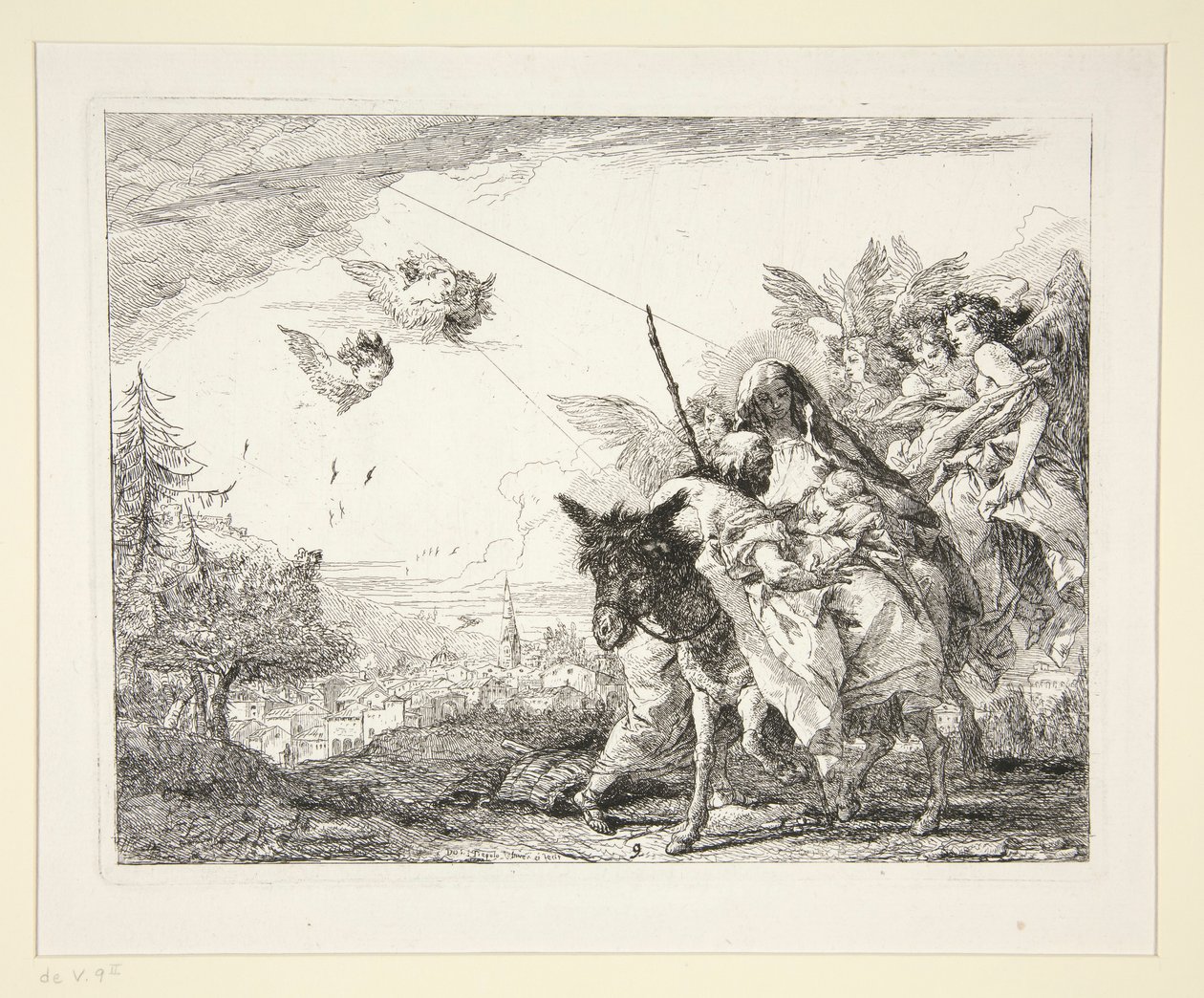 Joseph Contemplates the Infant Jesus, from the series Picturesque Ideas on the Flight into Egypt by Giovanni Domenico Tiepolo