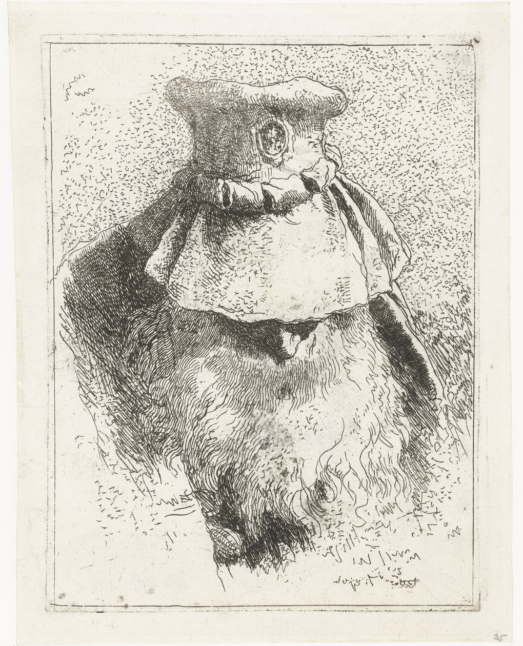 Man with Bowed Head and Large Hat by Giovanni Domenico Tiepolo
