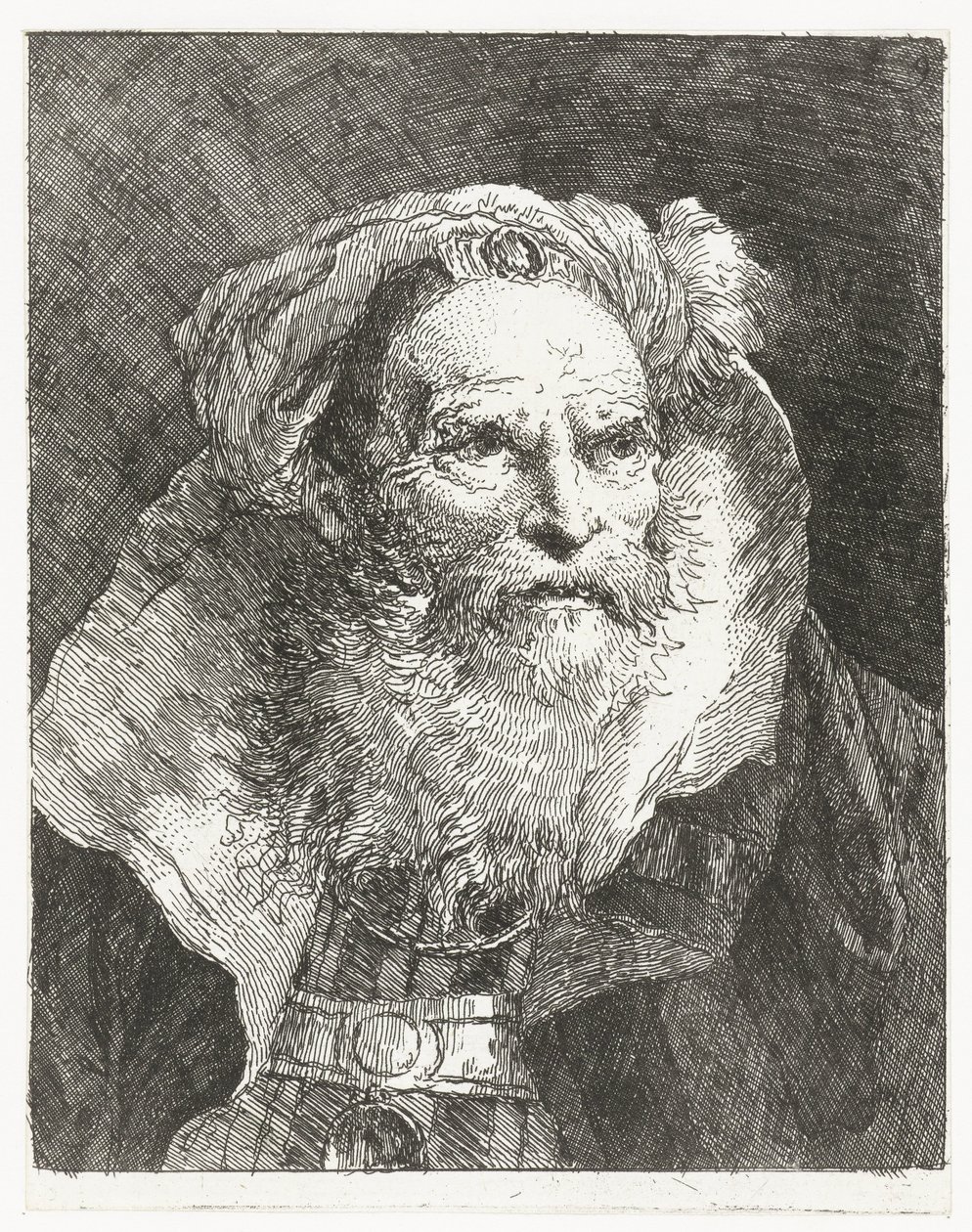 Man with Turban and High Collar by Giovanni Domenico Tiepolo
