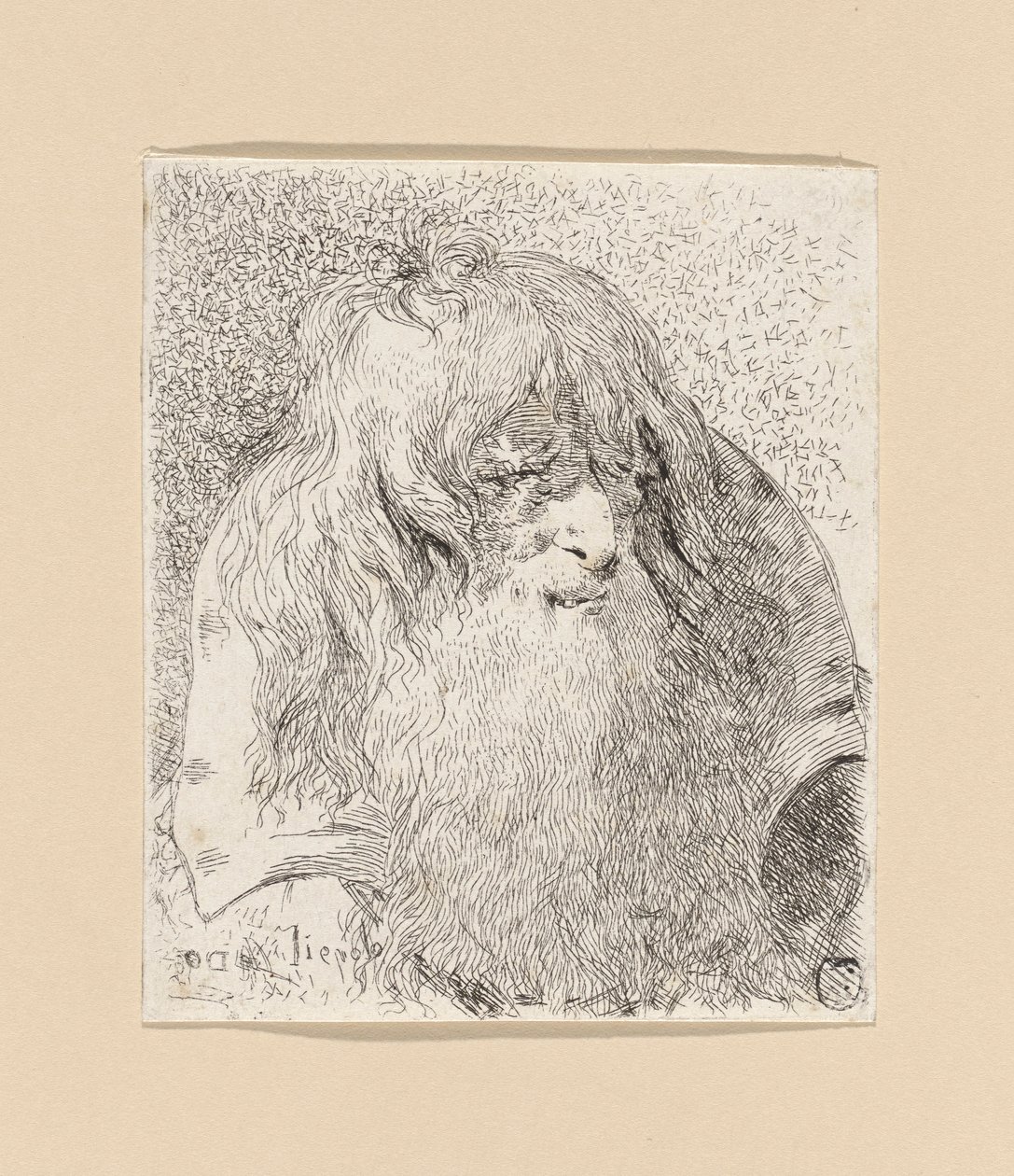 Old Man with a Beard and Long Hair, from the Raccolta di Teste (Collection of Heads) by Giovanni Domenico Tiepolo