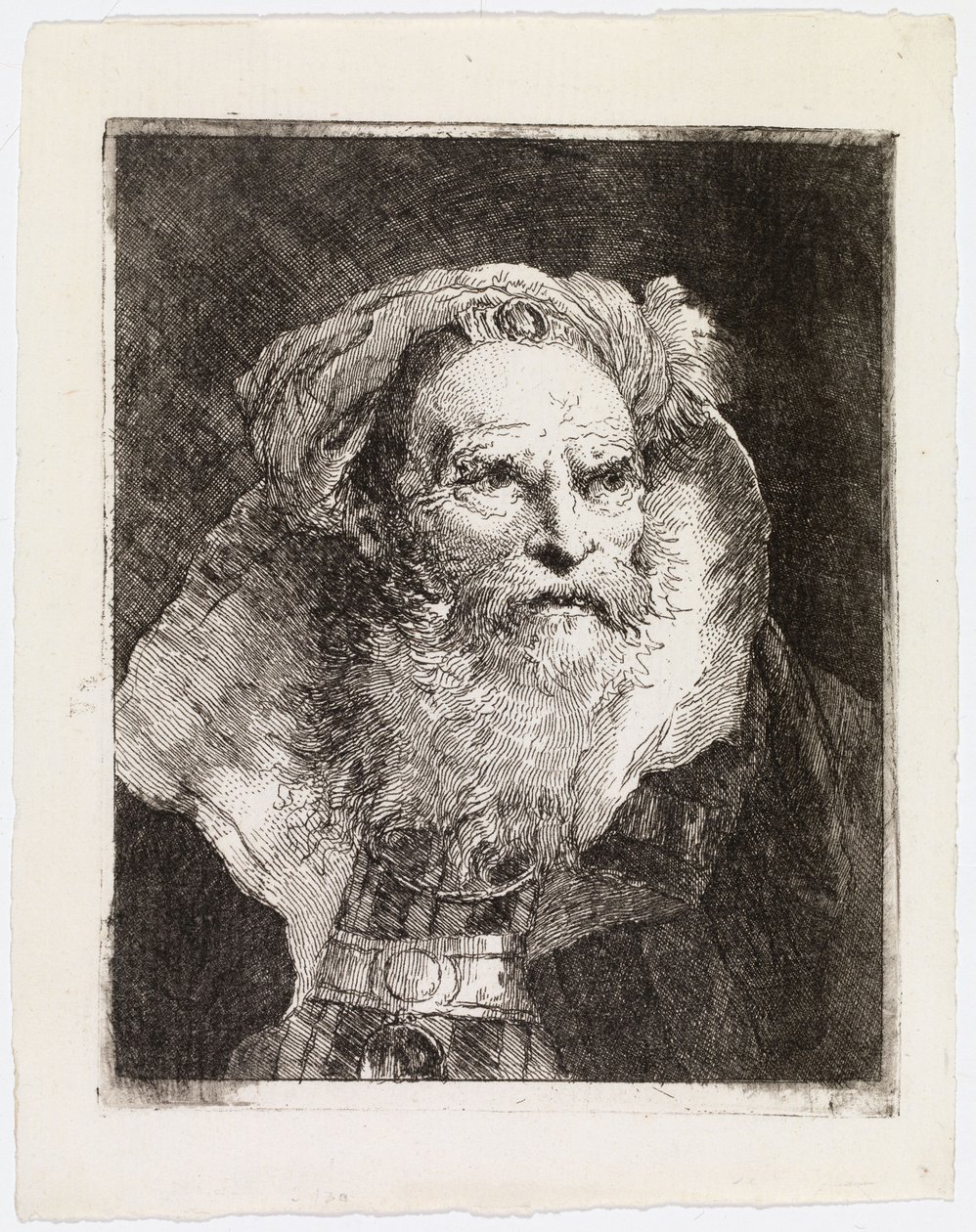 Old Man with a Turban, Turned to the Right by Giovanni Domenico Tiepolo