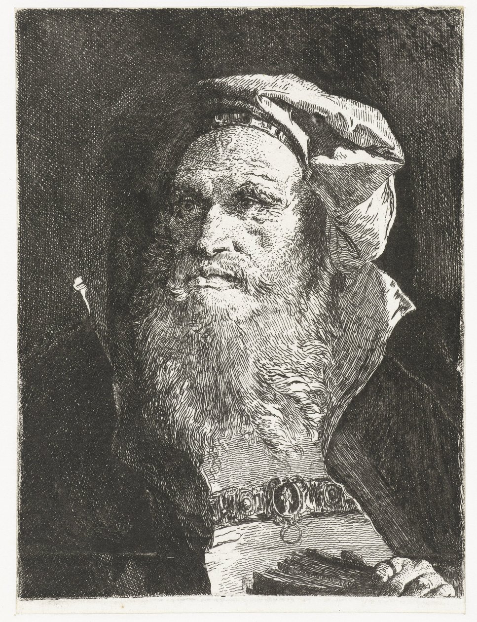 Old Man with Beard and Book (series title: Collection of Heads) by Giovanni Domenico Tiepolo