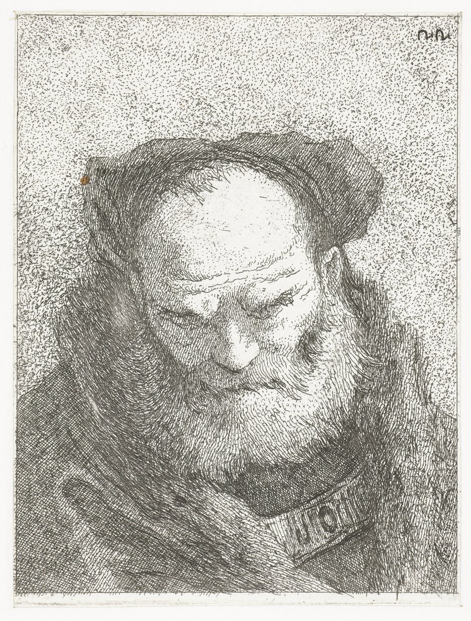 Old Man with Beard and Bowed Head (Collection of Heads) by Giovanni Domenico Tiepolo