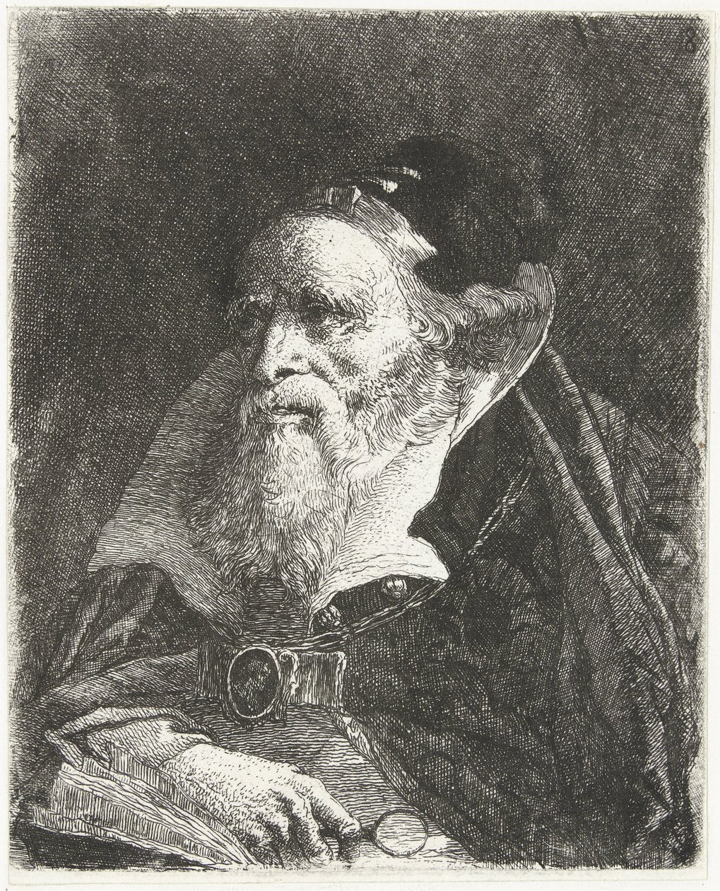 Old Man with Book and Magnifying Glass by Giovanni Domenico Tiepolo