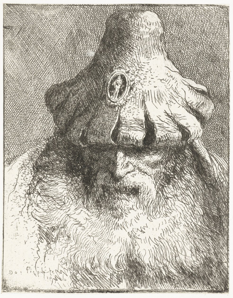 Old Man with Conical Hat with Cut Edge (Collection of Heads) by Giovanni Domenico Tiepolo