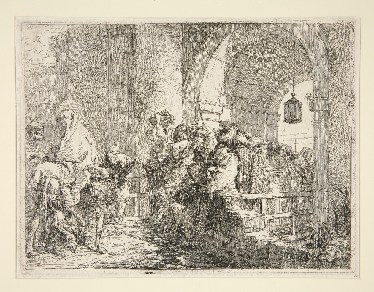 The Arrival of the Holy Family at the Gate of a Town, from the Series Picturesque Ideas on the Flight into Egypt by Giovanni Domenico Tiepolo
