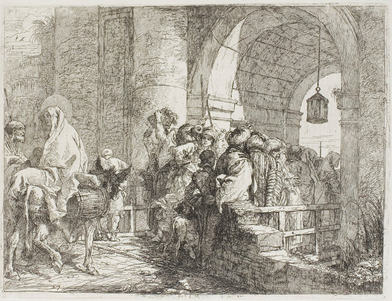The Holy Family Arriving at a City Gate, plate 27 from The Flight into Egypt by Giovanni Domenico Tiepolo