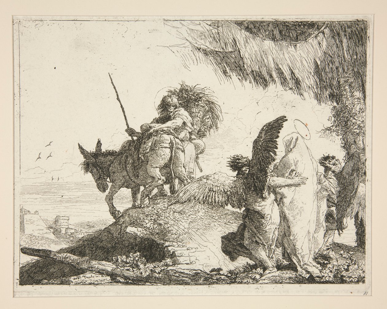 The Holy Family Between Two Angels, from the series Idee pittoresche sopra la fuga in Egitto (Flight into Egypt) by Giovanni Domenico Tiepolo
