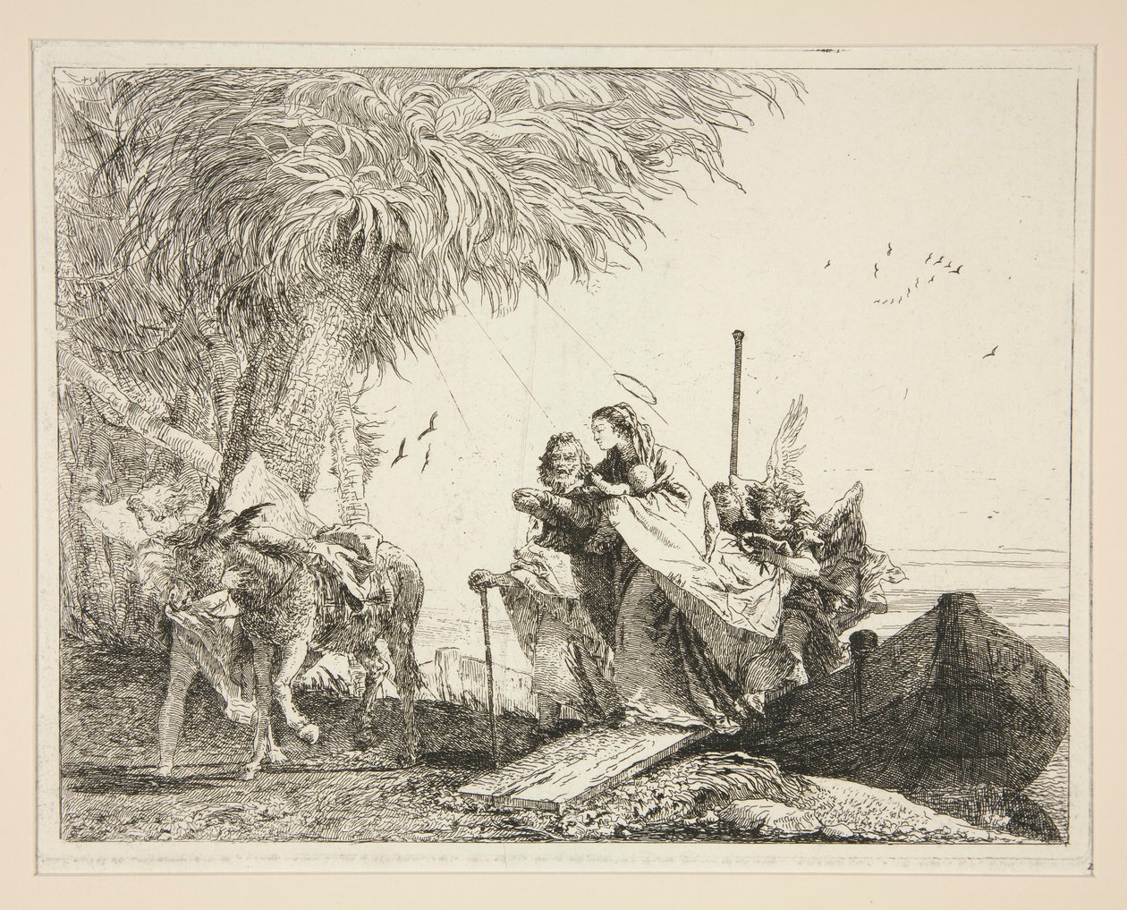 The Holy Family Disembarking, from the Series Idee Pittoresche Sopra la Fuga in Egitto (Flight into Egypt) by Giovanni Domenico Tiepolo