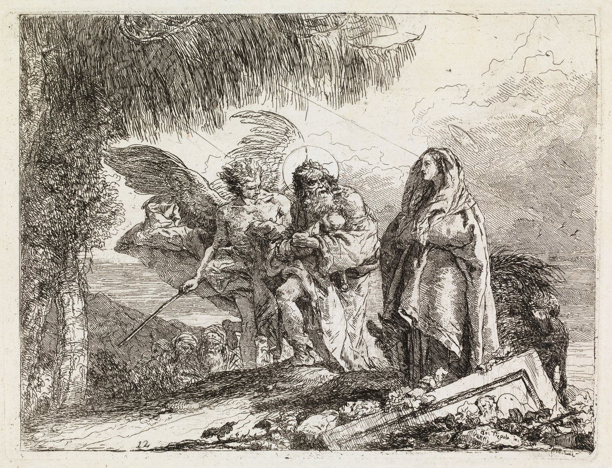 The Holy Family Escorted by an Angel (The Flight into Egypt XII) by Giovanni Domenico Tiepolo