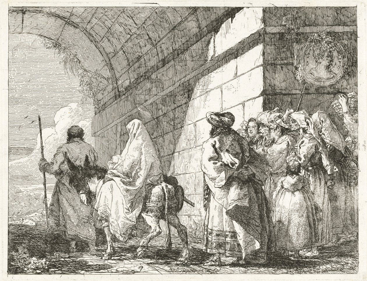 The Holy Family Passes under a City Arch by Giovanni Domenico Tiepolo