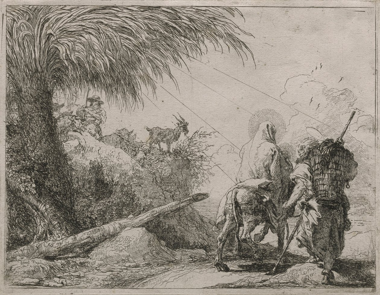 The Holy Family on a Rocky Path, from the Series Idee Pittoresche Sulla Fuga in Egitto by Giovanni Domenico Tiepolo