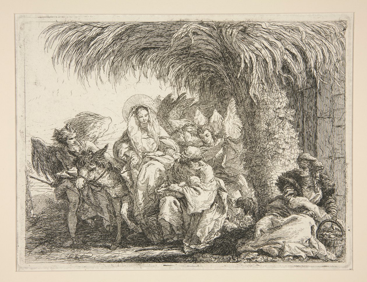 The Holy Family under a Palm Tree, from the series Picturesque Ideas on the Flight into Egypt by Giovanni Domenico Tiepolo