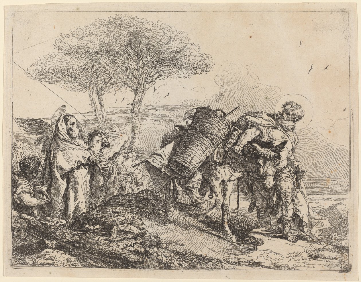 The Madonna and Child at Left, with a File of Angels by Giovanni Domenico Tiepolo
