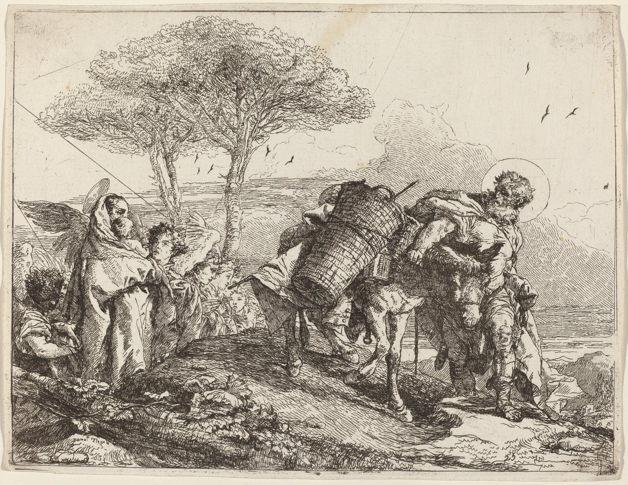 The Madonna and Child at Left, with a File of Angels by Giovanni Domenico Tiepolo