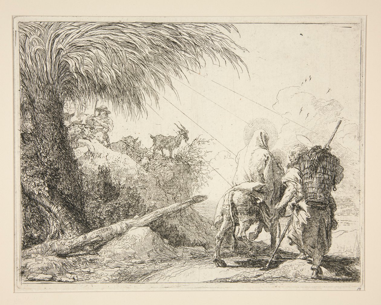 The Virgin, Mounted on the Donkey and seen from the Back, from the series Picturesque Ideas on the Flight into Egypt by Giovanni Domenico Tiepolo
