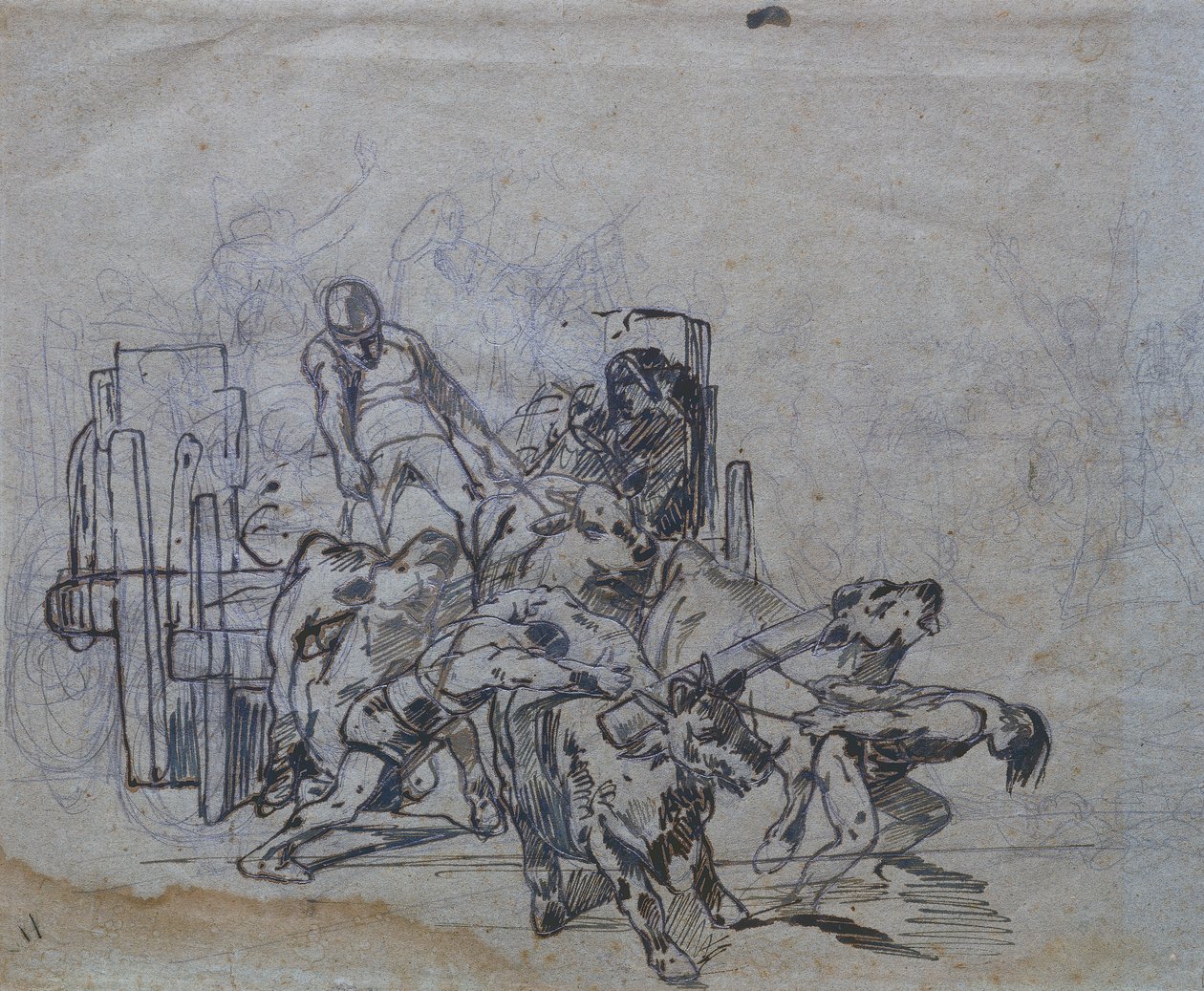 Cart with four oxen by Giovanni Fattori