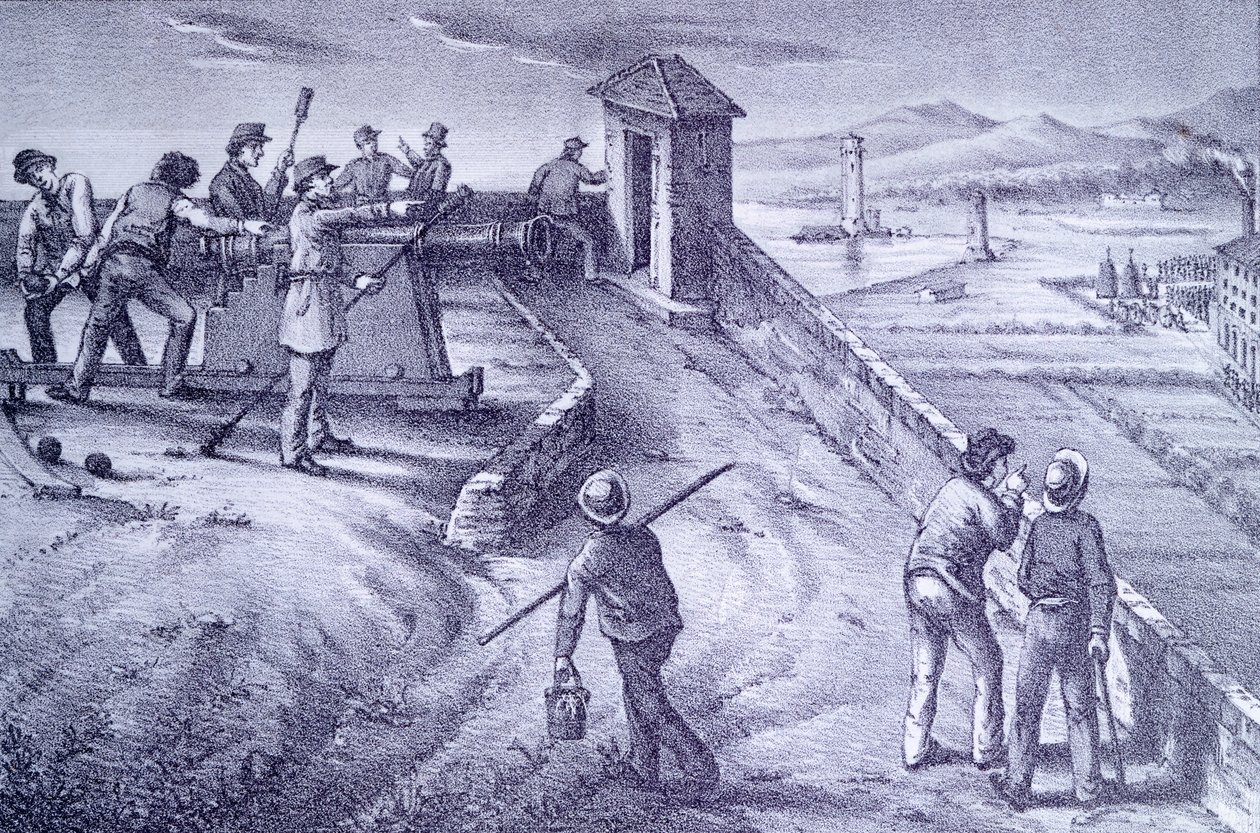 Defense of Livorno from Fort San Pietro by Giovanni Fattori