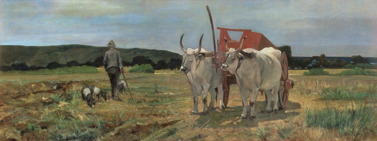 Ox-cart in the Tuscan Maremma by Giovanni Fattori