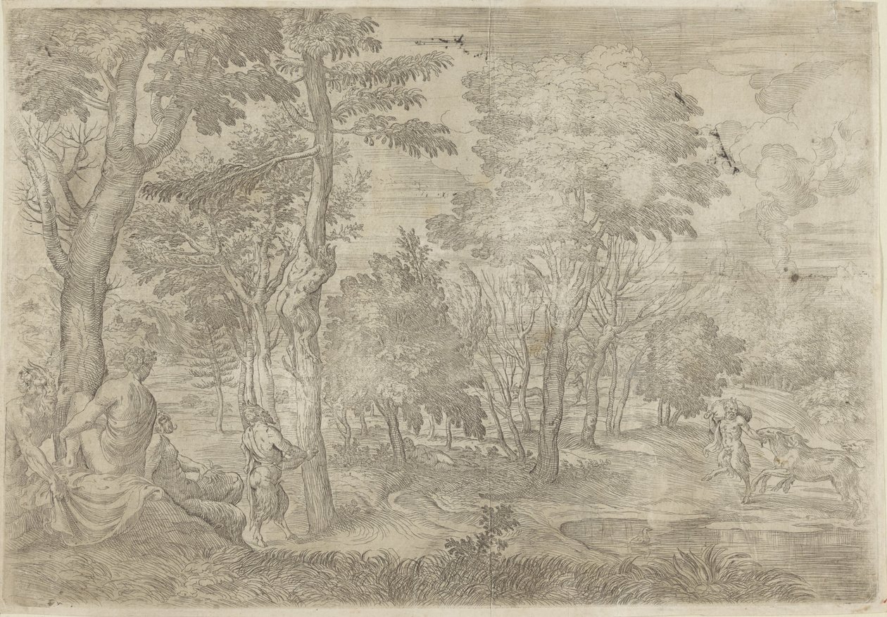 Landscape with Nymphs and Satyrs by Giovanni Francesco Grimaldi