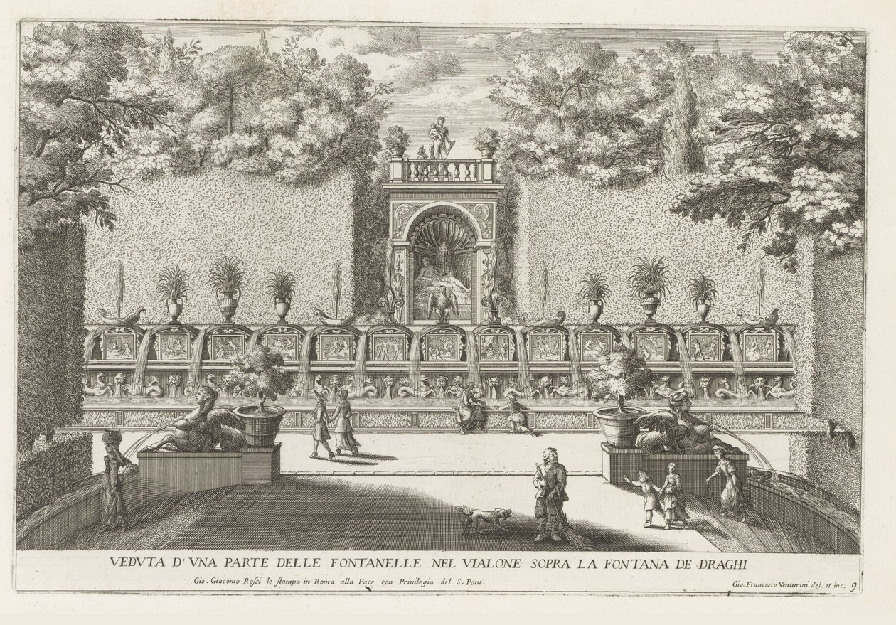 Fountain in the Gardens of the Villa d