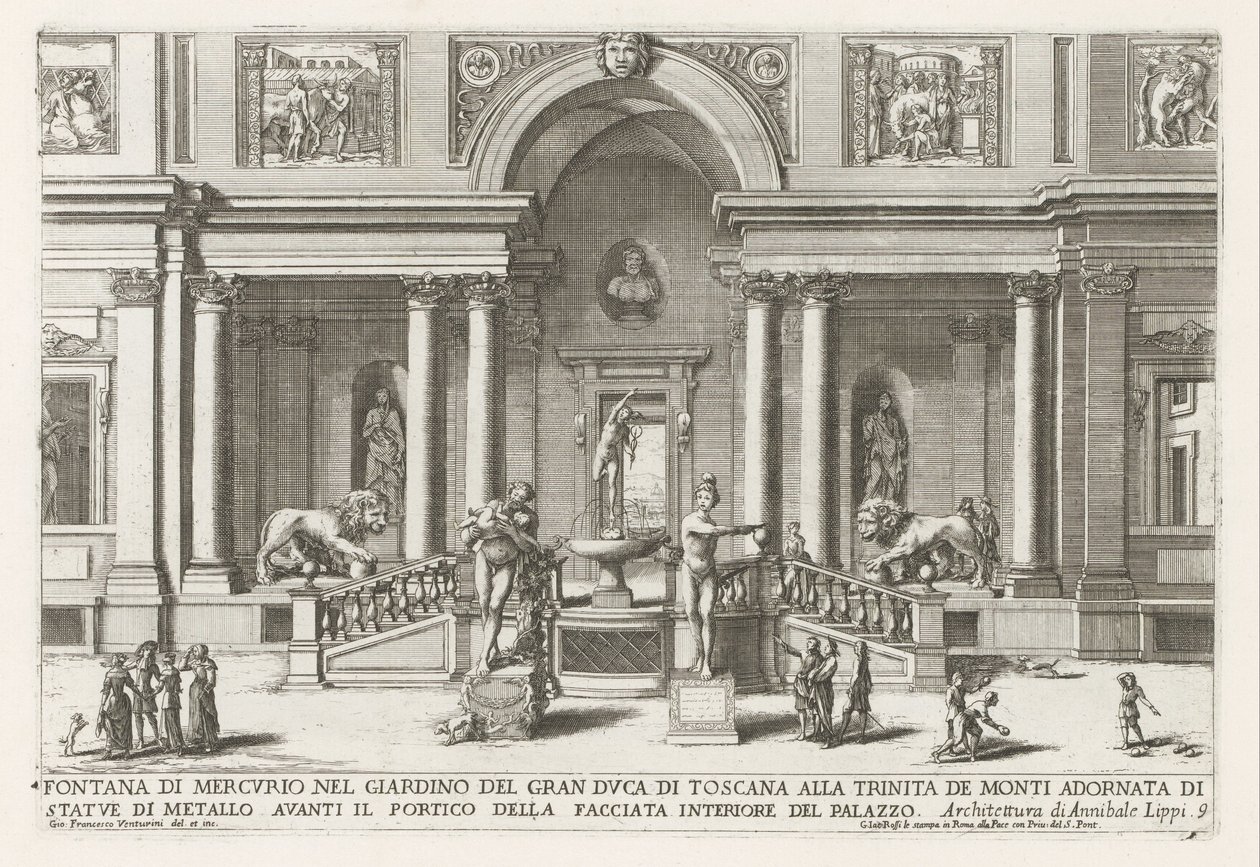 Loggia and Garden of the Villa Medici in Rome by Giovanni Francesco Venturini