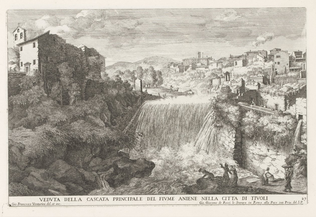 Waterfall in the Aniene River near Tivoli by Giovanni Francesco Venturini
