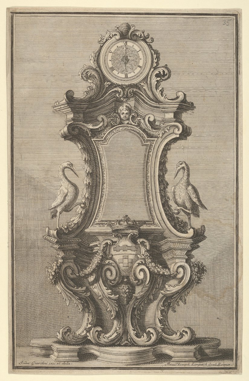 Design for a Clock, from Disegni Diversi, 1714 or 1750 by Giovanni Giardini