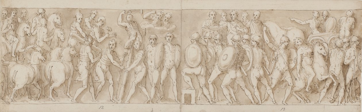 End of a march by the emperor with his legionaries and guards; the Romans building a camp; the Romans on a march with the emperor by Giovanni Guerra